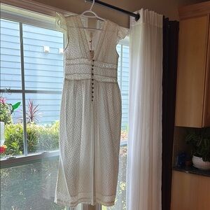 RAGA White Sleeveless Plunge Midi Sundress